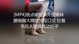 [MP4]斑点裙短裤外围嫩妹 腰细胸大蹲地特写口交 拉着手后入猛操晃动奶子