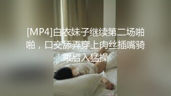 [MP4]白衣妹子继续第二场啪啪，口交舔弄穿上肉丝插嘴骑乘后入猛操